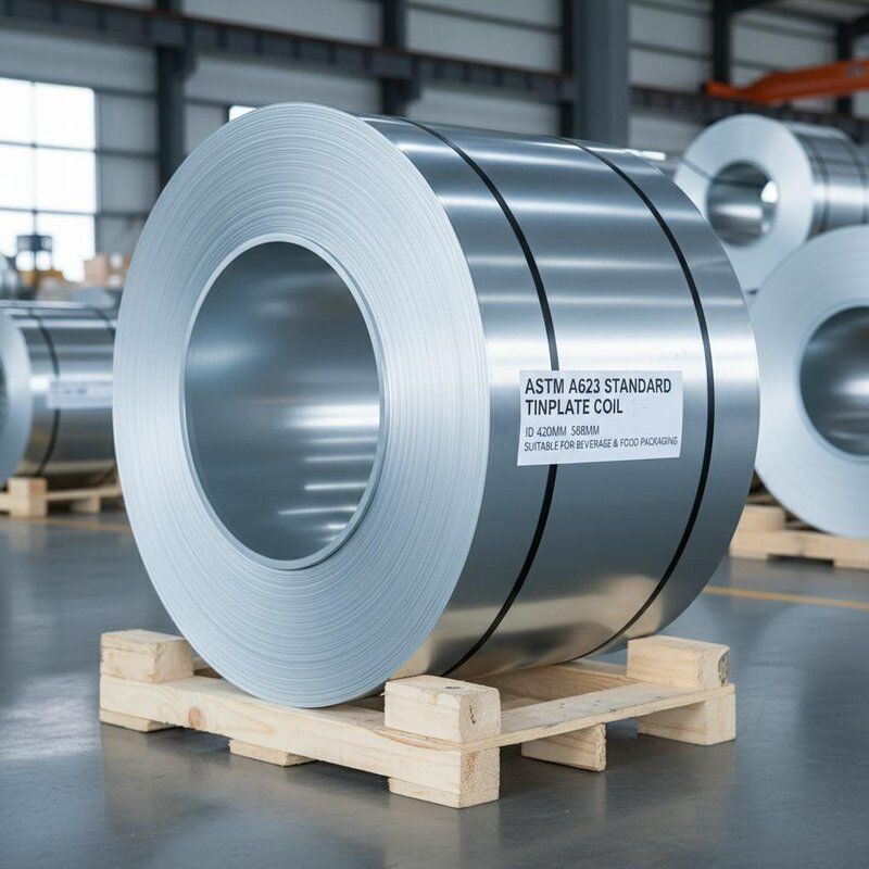 ASTM A623 Standard Tinplate Coil Coil Id 420mm 508mm Hardness DR10 Suitable for Beverage and Food Packaging Applications