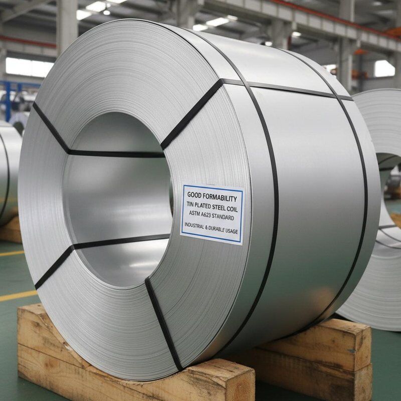 Gute Formbarkeit Zinnplattierte Stahlspule, die der ASTM-Standard A623 entspricht, geeignet für industrielle Anwendungen und dauerhafte Verwendung